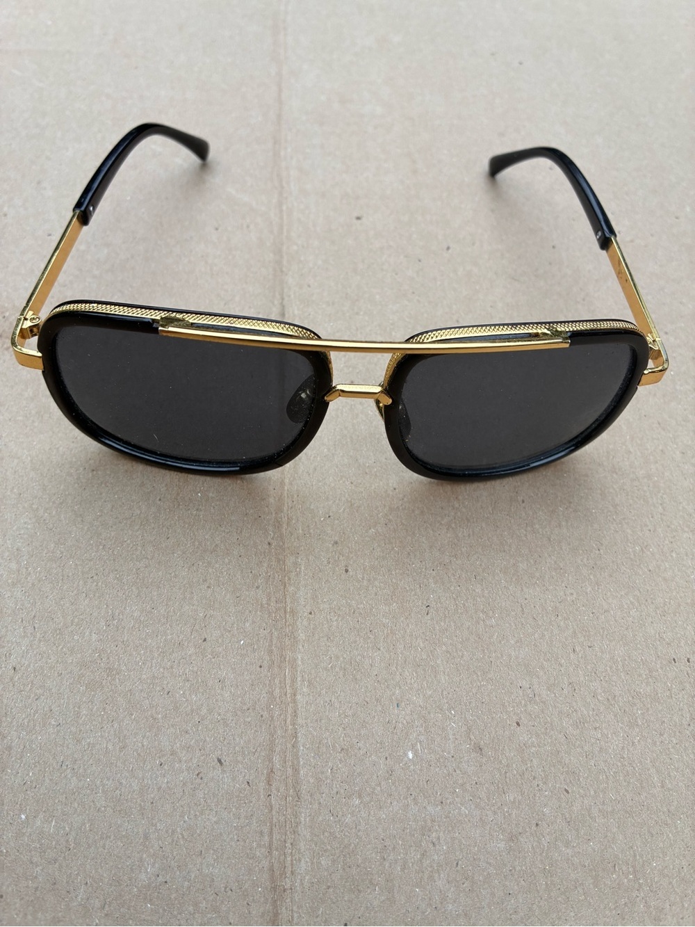 Gold Frame Black Lens Men's Sunglasses